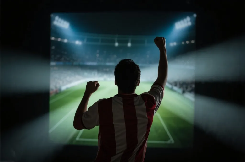 球迷聚精会神观看球赛