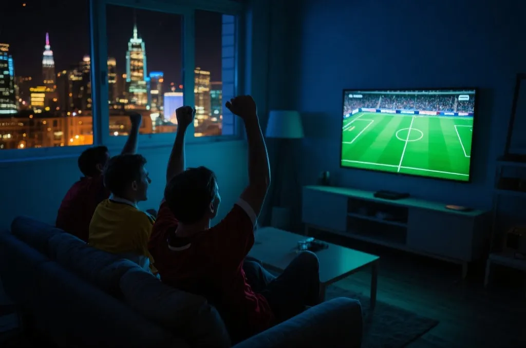 凌晨与上午观赛的球迷场景